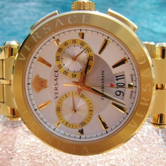 Versace VBR060017 Gold Tone Aion Chrono Men's Watc - Picture 2 of 6